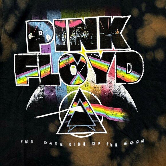 Pink Floyd Dark Side of the Moon Psychedelic Rock Bleach Dye L - Picture 2 of 4
